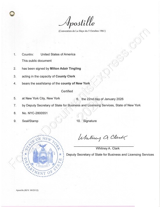 New York apostille Hague apostille from New York